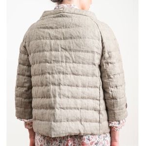 Herno 3/4 Sleeve Linen & Down Jacket in Grey